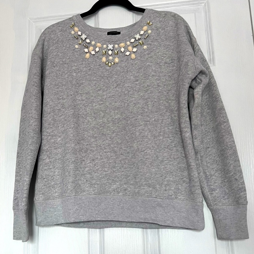Embellished Neckline Sweatshirt